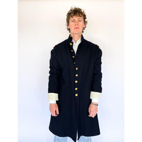 19th Century Navy Military Style Coat – Brass Button VTG Steampunk Jacket - Picture 1 of 6